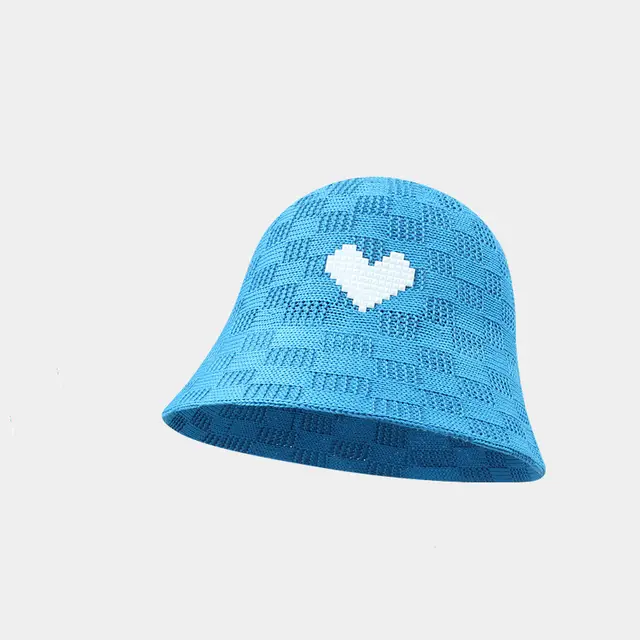 Summer Hollow Breathable Face Small Love Bucket Hat Blue - Shop at LoveMi