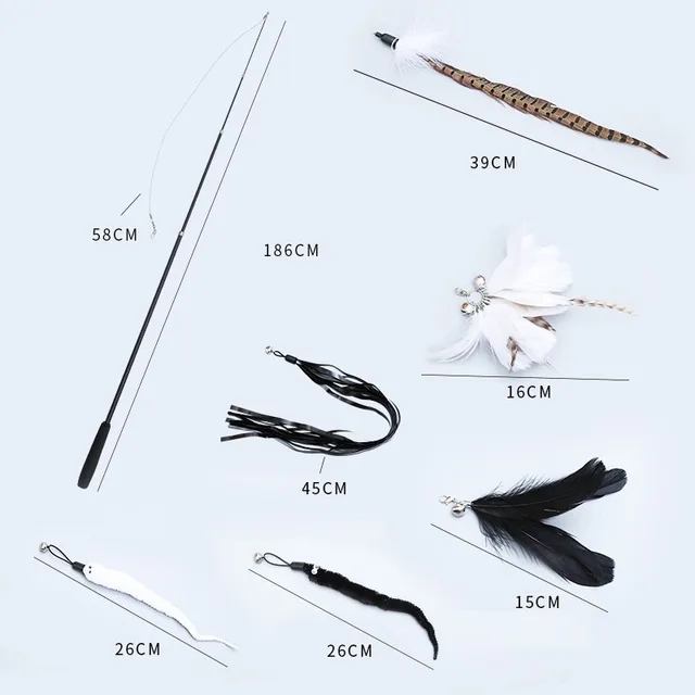 Toys Four Section Telescopic Cat Stick Feather Set 1Set - Shop at LoveMi