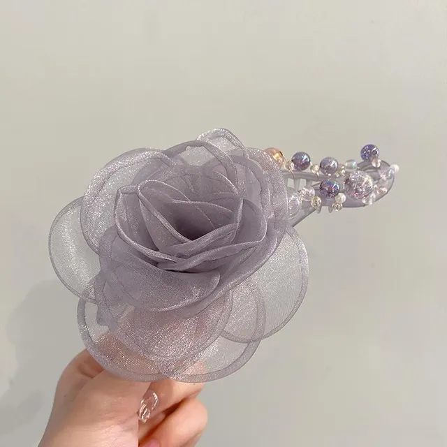 Temperament On The Back Women With Flowers Around The Bead Hairpin Mermaid Bubble Grey - Shop at LoveMi