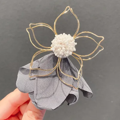 Super Fairy Hollow Flower Metal Hair Clip Grey - Shop at LoveMi