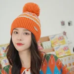 Ladies Fashion Ball Thread Ear Protection Hat - Orange