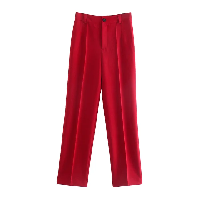 European And American Women's Casual Suit Pants With Loose Pressure Line Big Red - Shop at LoveMi