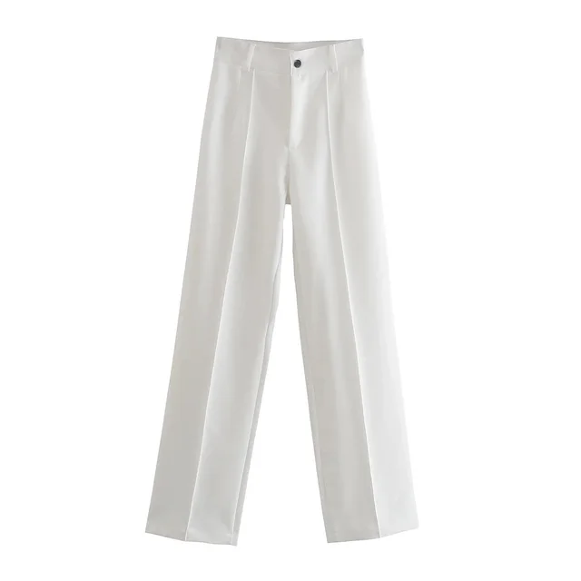 European And American Women's Casual Suit Pants With Loose Pressure Line White - Shop at LoveMi