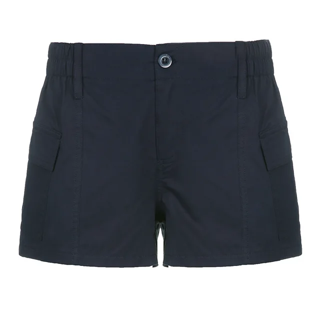 Women's Asymmetric Low Waist Casual Woven Shorts Blue - Shop at LoveMi