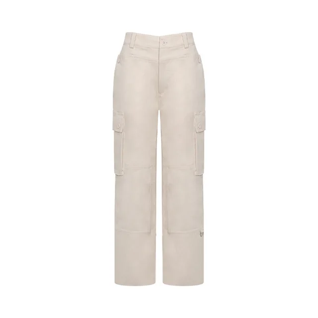 Women's Loose Casual Straight Cargo Pants Beige - Shop at LoveMi