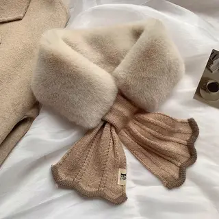 Women's All-match Plush Rex Rabbit Fur Scarf - Puffed Rice