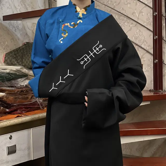 Ethnic Fashion Ladies Hot Gold Card Lace Shirt Black Tibetan Robe - Shop at LoveMi