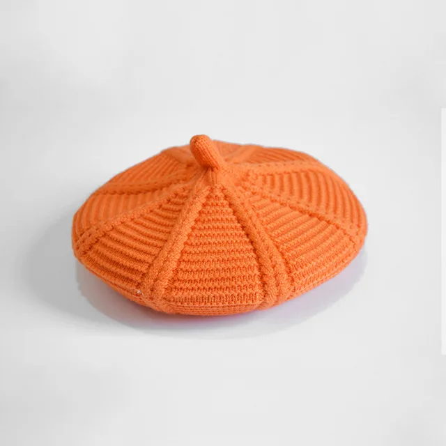 Beret Cross Border Woolen Hat Korean Style Orange - Shop at LoveMi