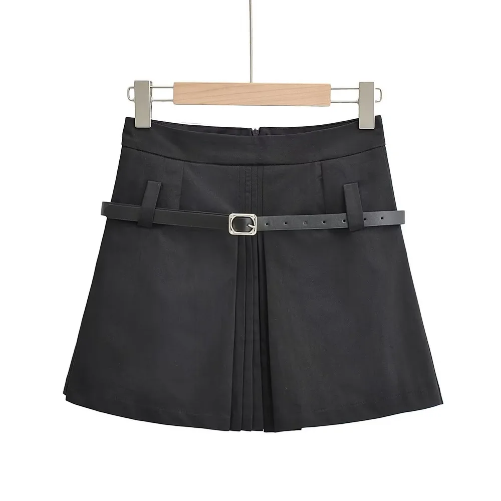 Women's Temperament Fashion Pleated Solid Color Skirt Black - Shop at LoveMi