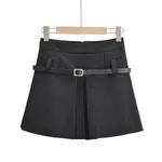Women's Temperament Fashion Pleated Solid Colour Skirt - Black