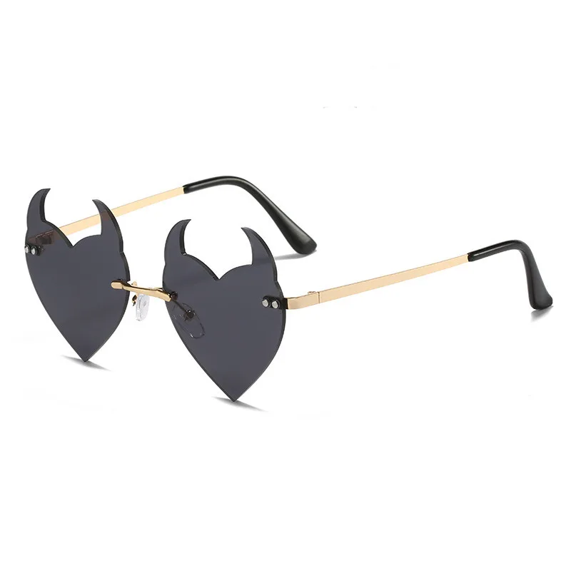 Women's Fashion Casual Rimless Devil Sunglasses - C1
