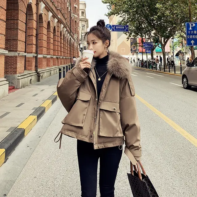Winter Korean Style Fleece Cotton Padded Coat Camel - Shop at LoveMi
