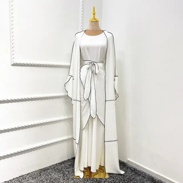 Loriya Trim Coat Inner Wear Dress Skirt Circumference Three piece Suit White - Shop at LoveMi