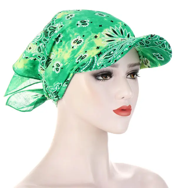European And American Classic Multi color Cashew Tie dye Turban Hat Green - Shop at LoveMi