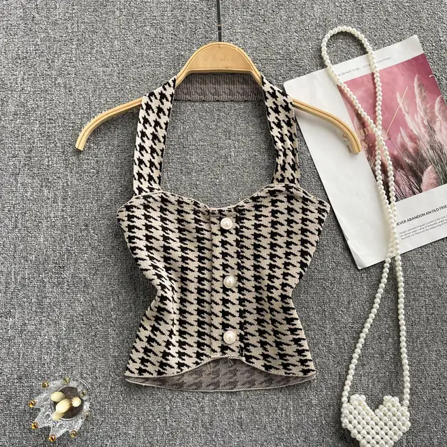 Women's Temperament Halterneck Short Vest Khaki - Shop at LoveMi
