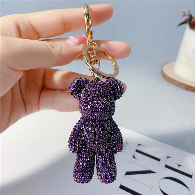 Creative Diamond Cartoon Bear Keychain Sauce Purple - Shop at LoveMi