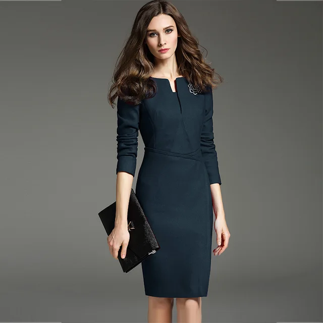 Formal Temperament Elegant And Intellectual Mid sleeve Red Dress Women Dark Blue Cropped Sleeves - Shop at LoveMi