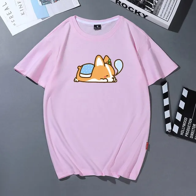 Dog Print Short sleeved Team Uniform European And American Fabrics Pink - Shop at LoveMi