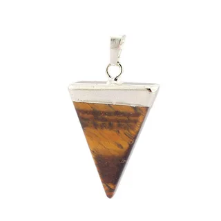 Simple Creative Triangle Crystal Pendant - Yellow Tiger Stone Silver
