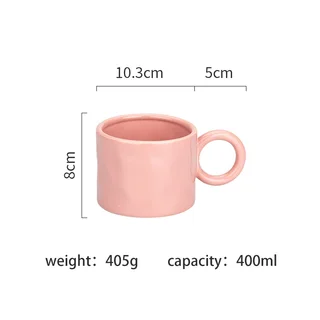 Hand Kneaded Large Earrings Ceramic Mug - Pink