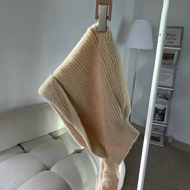 Korean Style Knitted Lace up Toe Hat Showing Little Warmth Beige - Shop at LoveMi