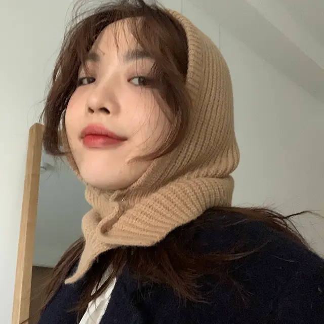 Korean Western Style Autumn And Winter Knitted Hat Fashion Warm Neck Cover Khaki - Shop at LoveMi