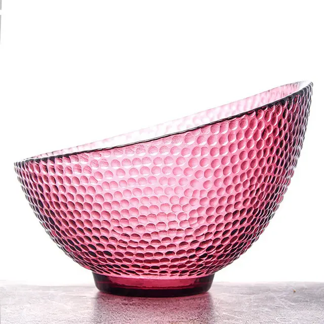 Special-shaped Glass Bowl Solid Color Creative Oblique Mouth - Purple