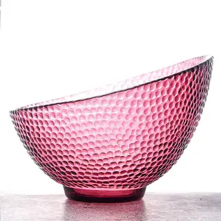 Special-shaped Glass Bowl Solid Color Creative Oblique Mouth - Purple