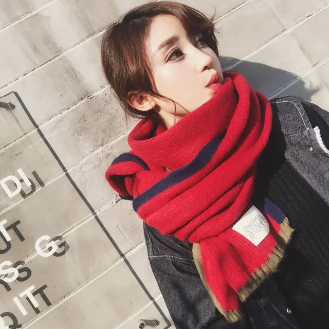 All match Knitted Wool Student Japanese Long Style Maroon - Shop at LoveMi