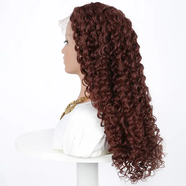 Women's Fashion Front Lace Long Curls Wig Chemical Fiber Head Cover Cxcj217 Dark Brown - Shop at LoveMi