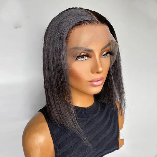 Short Bob Wig Bone Straight 13x4 Transparent Lace Front Wigs 10 Inch 4X4 Lace Wig - Shop at LoveMi