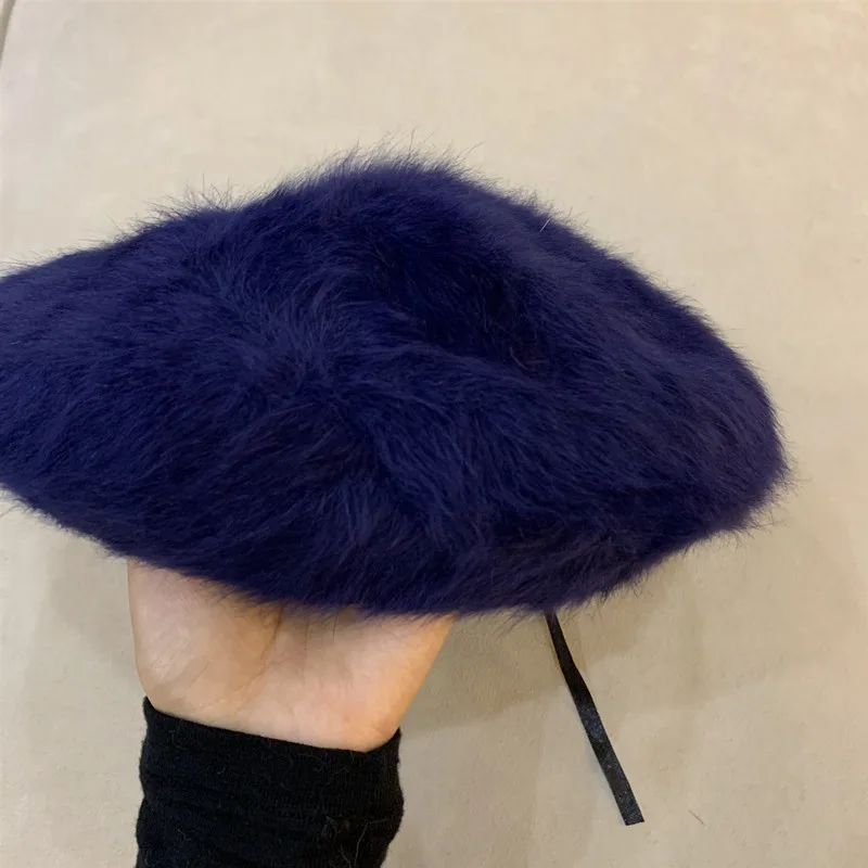 Japanese Style All Match Beret Women's Plush Autumn Winter Hat Blue - Shop at LoveMi