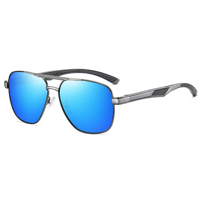 Men's Big Face Anti Glare Anti UV Polarized Sunglasses Gun Silver Frame Ice Blue - Shop at LoveMi