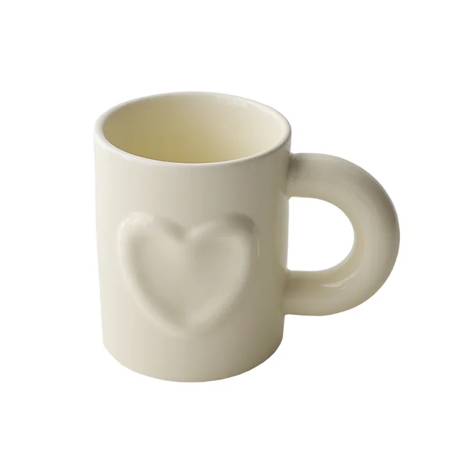 Cream Mint Girl Cute Milk Breakfast Ceramic Mug - Cream Heart Cup