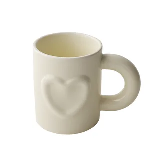 Cream Mint Girl Cute Milk Breakfast Ceramic Mug - Cream Heart Cup