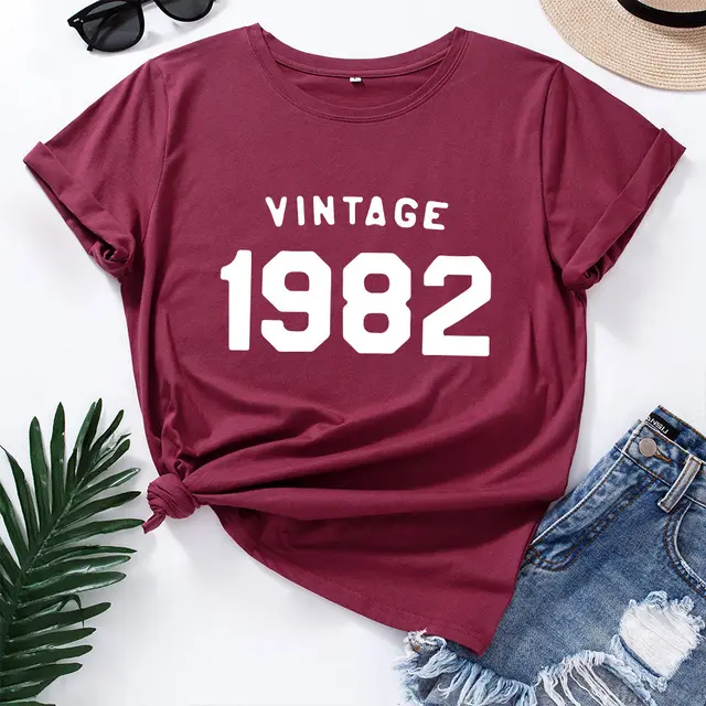 Women's Loose Round Neck Short Sleeve T shirt Wine Red - Shop at LoveMi