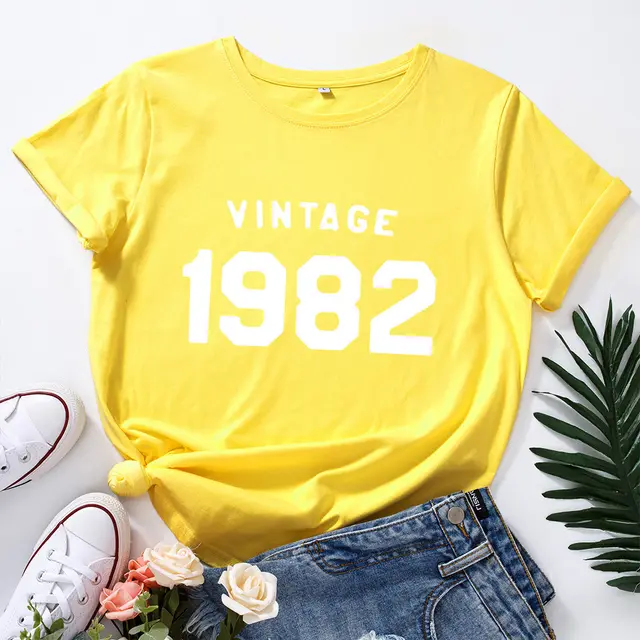 Women's Loose Round Neck Short Sleeve T shirt Yellow - Shop at LoveMi