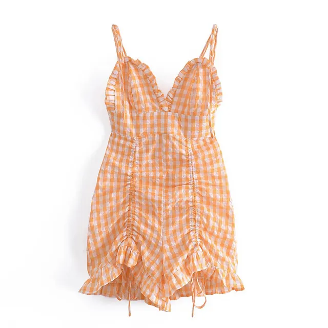 Women's Sling High Waist Slim Ruffled Culottes Orange - Shop at LoveMi
