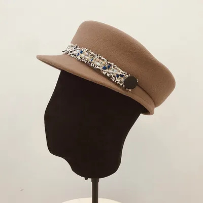 Vintage Elegant Versatile Flat Fashion Hat Camel - Shop at LoveMi