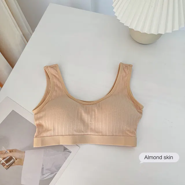 Integrated Fixed Cup Wrap Bust Beautiful Back Wide Shoulder Vest Thread Almond Skin - Shop at LoveMi