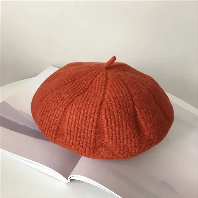 Women's Korean Style Autumn And Winter Woolen Beret Brick Red - Shop at LoveMi