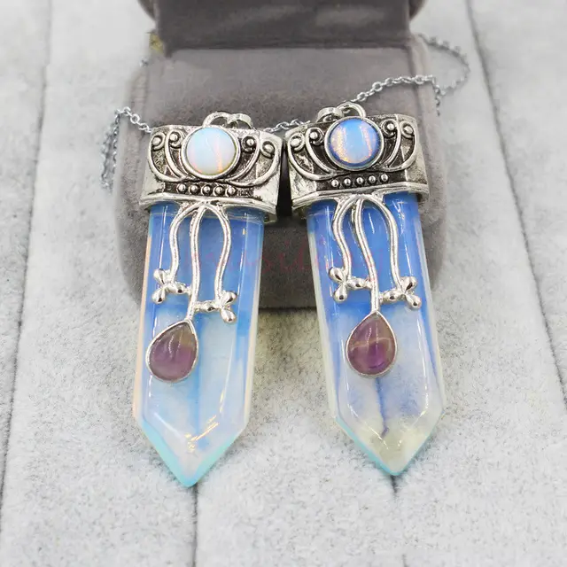 Crystal Sword Solid Colour Pendant - Opal