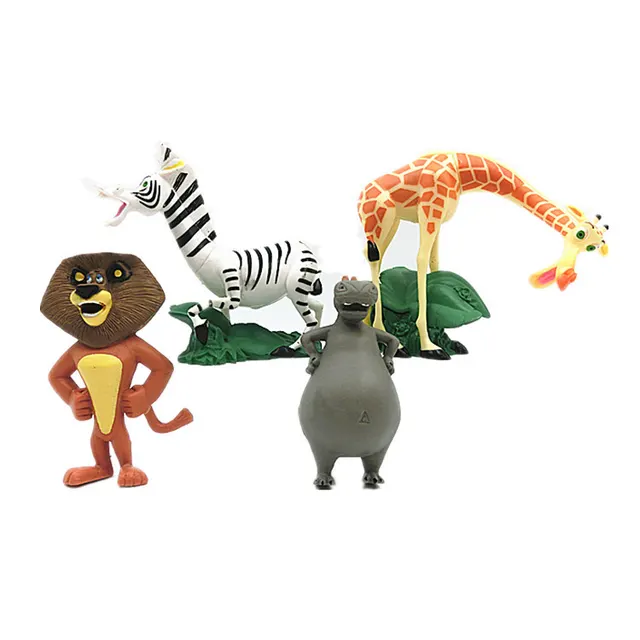 4 Models Madagascar Lion Giraffe Spotted Horse Fat Hippo Handmade Toy Model Cake Decorative Ornaments 1Set - Shop at LoveMi