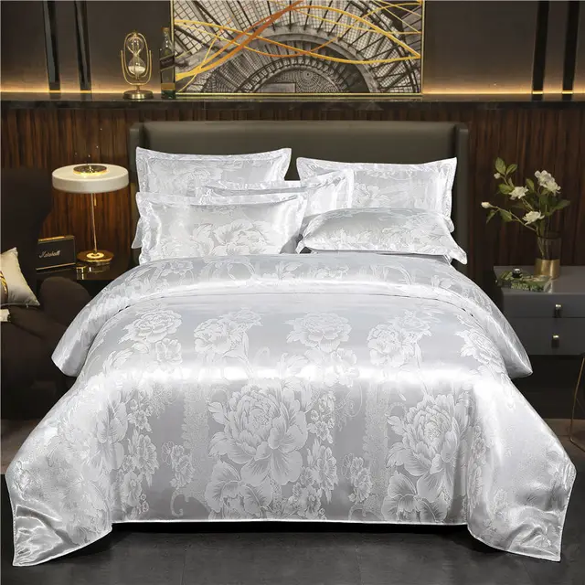 European Jacquard Quilt Cover Single And Double Silk Cavills White - Shop at LoveMi