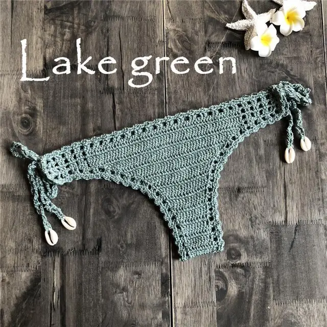 Fashion Vintage Beach Hand Crochet Panties Lack Green - Shop at LoveMi