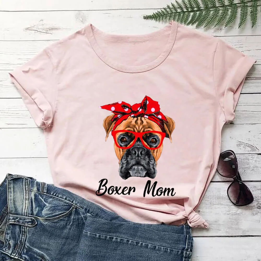 Cute Pet Mom Summer T shirt European And American Round Neck Short Sleeve Peach Xxl - Shop at LoveMi