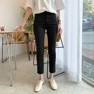 Thin Small Nine-point Cigarette Pipe Pants - Black Nine