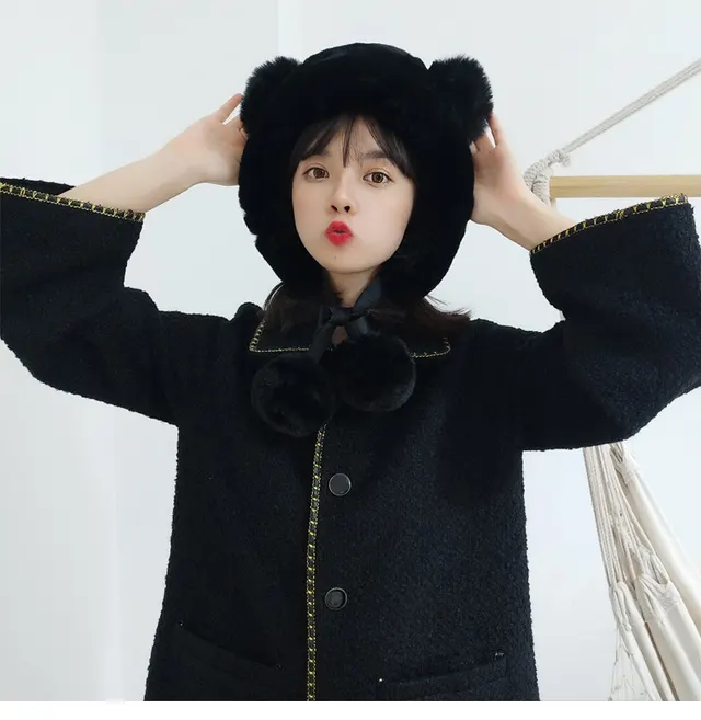 Women's Fashion Korean Style Bear Ears Hat Black - Shop at LoveMi