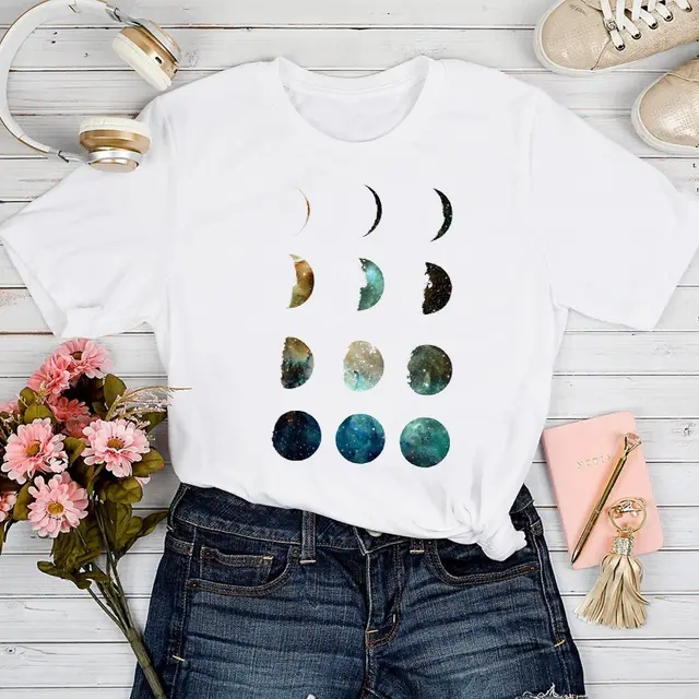 New Love Sunflower Printed Short sleeved Top Cute Pattern T shirt Top For Women D White - Shop at LoveMi