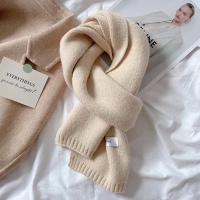 Students' Solid Color Trendy White All match Scarf Beige - Shop at LoveMi